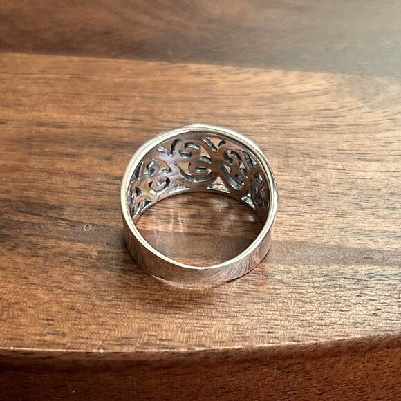 New Sterling Silver 925 Swirl Band Ring Wide Size 8 - Picture 5 of 7
